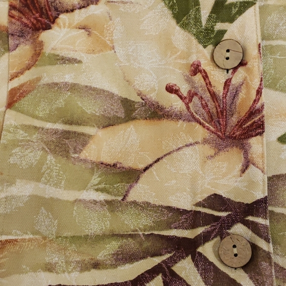 Coldwater Creek Tropical Print Jacket Creme Green Orange Brown Women's Small S - Picture 4 of 5